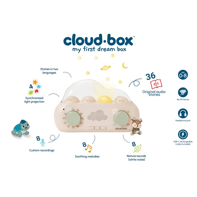 CLOUD B. Μουσικό κουτί αφήγησης ιστοριών και προβολέας νυχτός CloudBox (FR-EN)