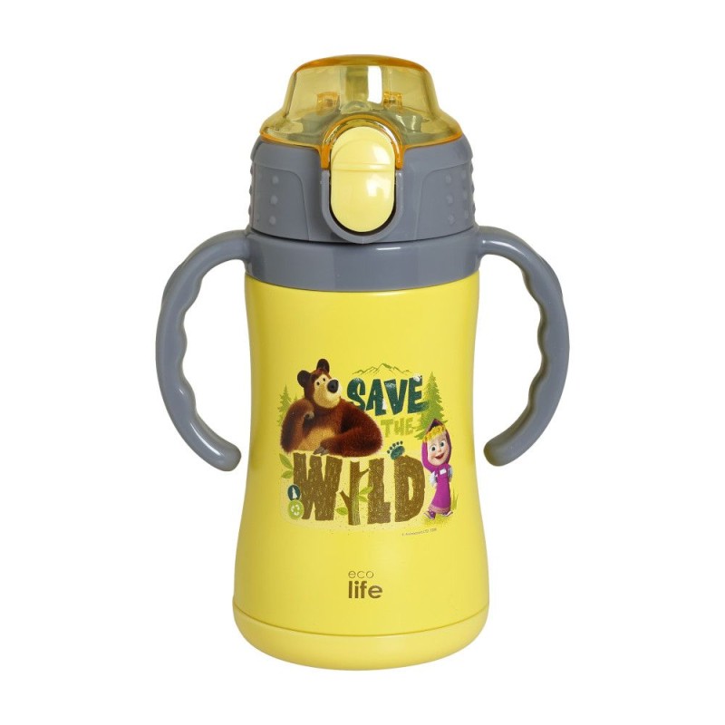 Eco Life Παιδικό Ανοξείδωτο Παγούρι Θερμός Kids Thermos "Masha - Save The Wild" Yellow 300ml