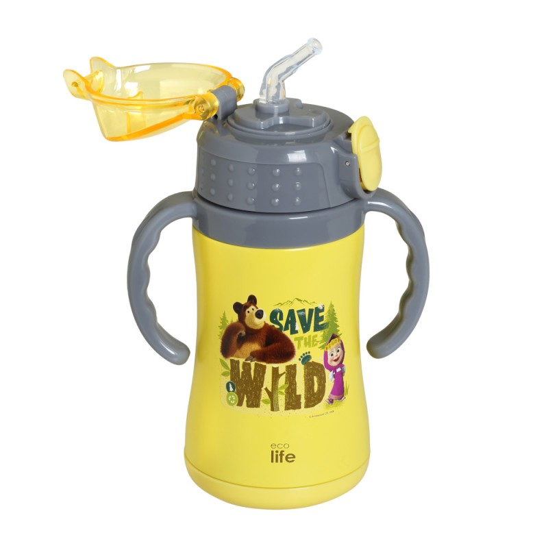Eco Life Παιδικό Ανοξείδωτο Παγούρι Θερμός Kids Thermos "Masha - Save The Wild" Yellow 300ml