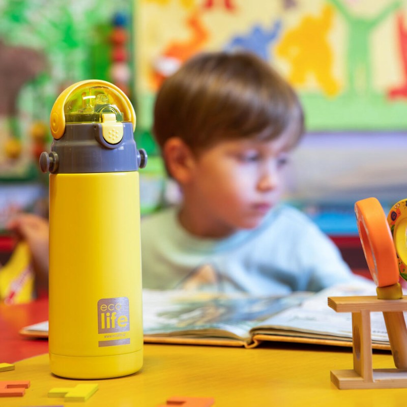 Eco Life Παιδικό  Ανοξείδωτο Παγούρι Θερμός Kids Thermos Yellow 400ml