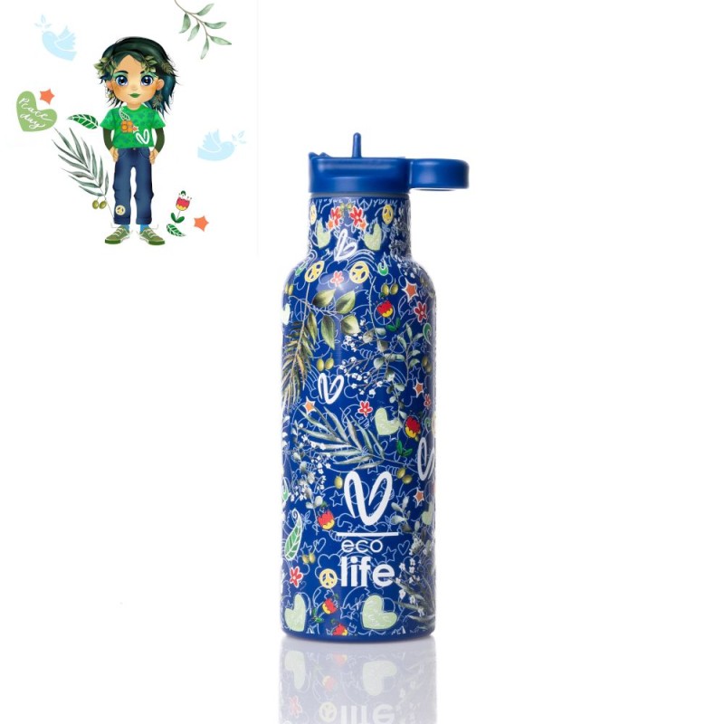 Eco Life x Vasiliki Ανοξείδωτο Παγούρι Θερμός Blue 500ml