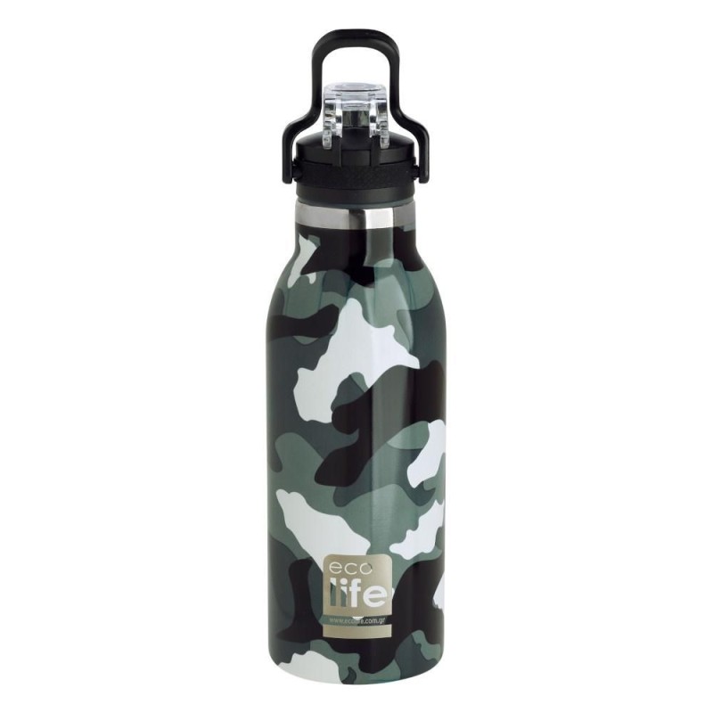 Eco Life Ανοξείδωτο Παγούρι Θερμός Camouflage 550ml Sport Πώμα
