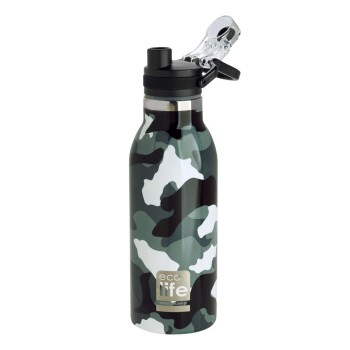 Eco Life Ανοξείδωτο Παγούρι Θερμός Camouflage 550ml Sport Πώμα