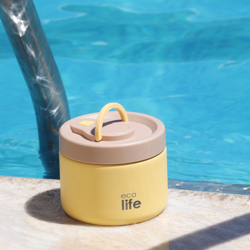 Eco Life Στρογγυλό Θερμός Φαγητού 650ml Κίτρινο