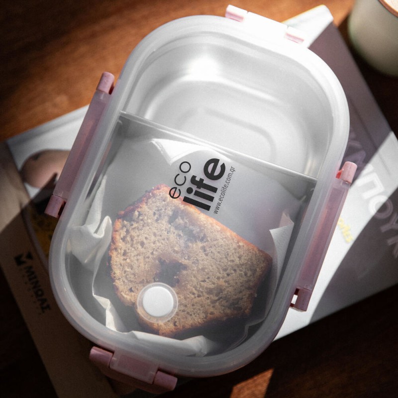 Eco Life Light Pink Φαγητοδοχείο 900ml Με Χώρισμα