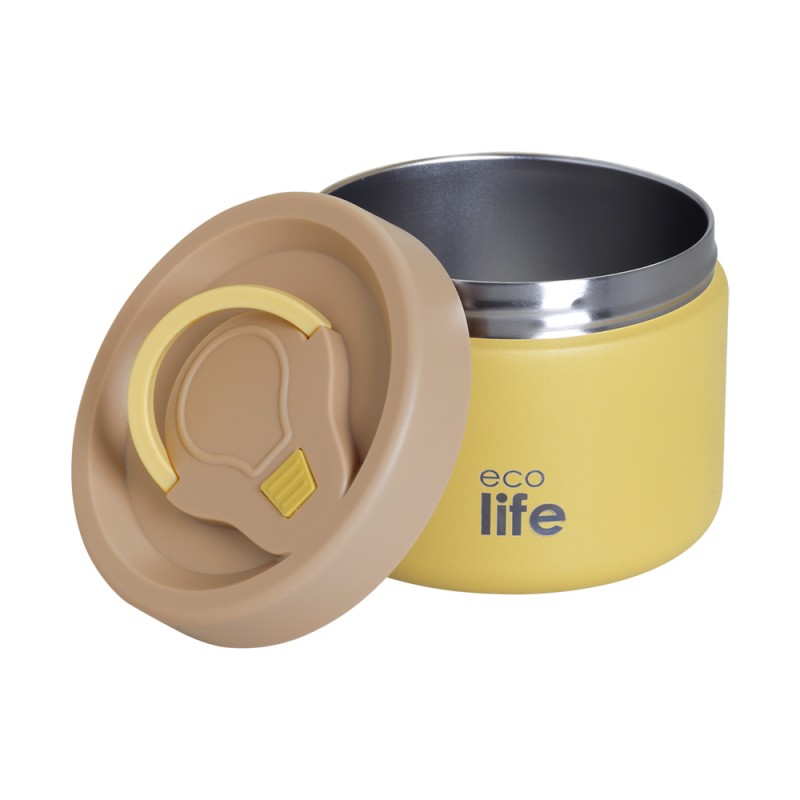 Eco Life Στρογγυλό Θερμός Φαγητού 650ml Κίτρινο