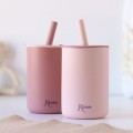 Kiokids Σετ Ποτήρια Σιλικόνης με Καλαμάκι 180ml Ροζ