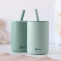 Kiokids Σετ Ποτήρια Σιλικόνης με Καλαμάκι 180ml Μέντα