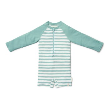 LITTLE DUTCH. Ολόσωμο μακρυμάνικο μαγιό Stripes Surf Blue - Νο 74/80