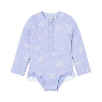 LITTLE DUTCH. Ολόσωμο μακρυμάνικο μαγιό με βολάν Dreamy Lavender - Νο 74/80