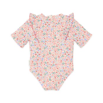 LITTLE DUTCH. Ολόσωμο κοντομάνικο μαγιό με βολάν Dreamy Flowerfield - Νο 86/92
