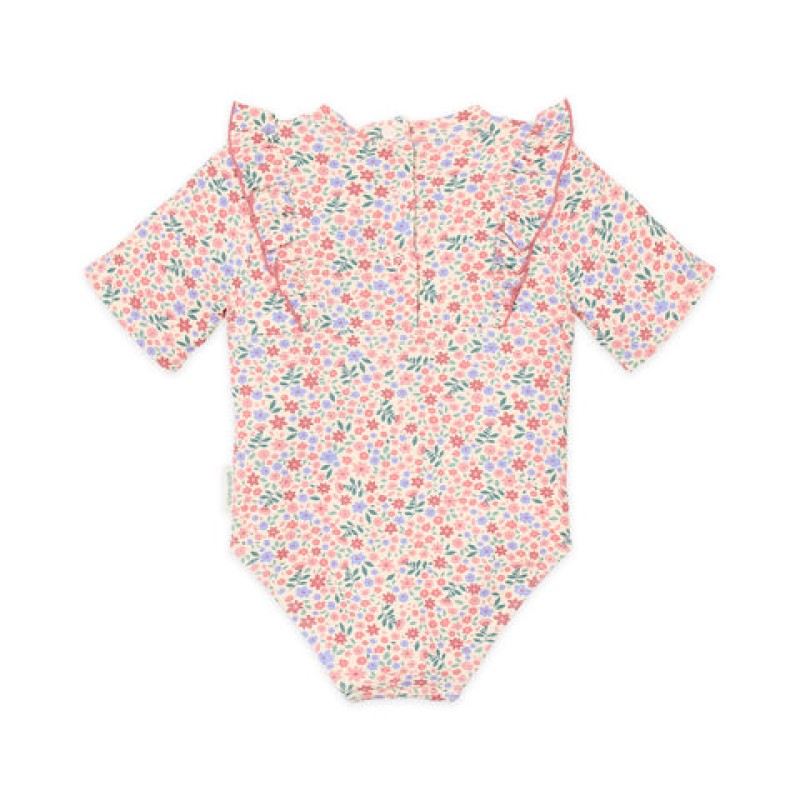 LITTLE DUTCH. Ολόσωμο κοντομάνικο μαγιό με βολάν Dreamy Flowerfield - Νο 86/92