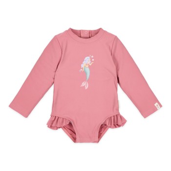 LITTLE DUTCH. Ολόσωμο μακρυμάνικο μαγιό με βολάν Dreamy Pink - Νο 86/92