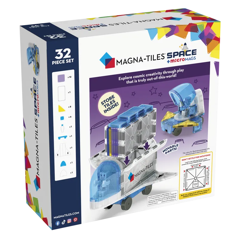 MAGNA TILES Space 32 Τεμάχια – Μαγνητικά Πλακίδια STEM με Διάστημα