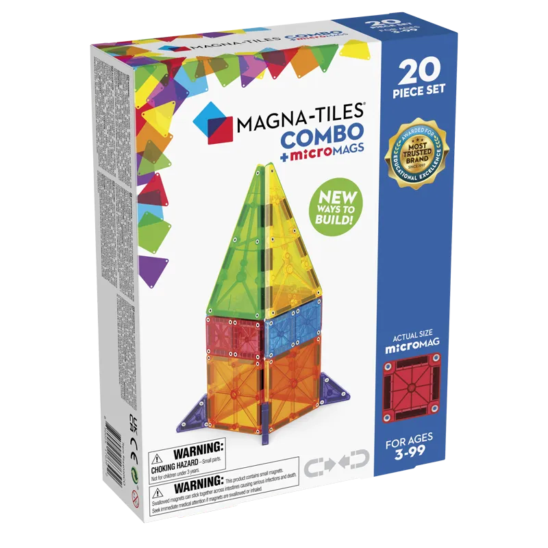 MAGNA TILES Combo 20 Τεμάχια – Μαγνητικά Πλακίδια STEM Κλασσικά & microMAGS