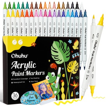 Ohuhu Acrylic Paint Markers Cotton-core Σετ 36 Ακρυλικών Μαρκαδόρων Brush & Fine