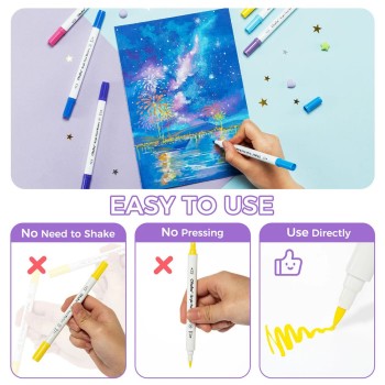 Ohuhu Acrylic Paint Markers Cotton-core Σετ 36 Ακρυλικών Μαρκαδόρων Brush & Fine