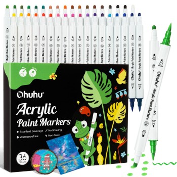Ohuhu Acrylic Paint Markers Cotton-core Σετ 36 Ακρυλικών Μαρκαδόρων Brush & Dot