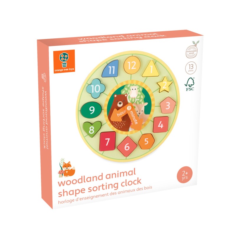 Orange Tree Toys Ρολόι με Σχήματα Woodland 