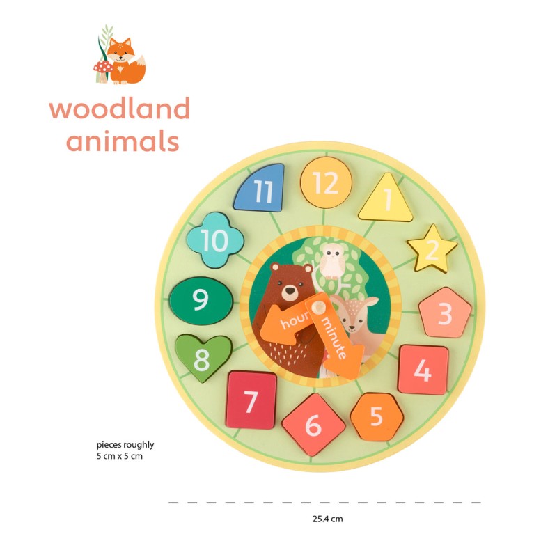 Orange Tree Toys Ρολόι με Σχήματα Woodland 
