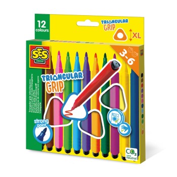 SES Creative Σετ Μαρκαδόροι Triangular Grip 12 Χρώματα