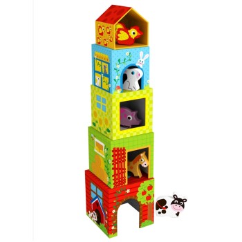 Tooky Toy Κύβοι  Στοιβαξης Με Ξύλινες Φιγούρες "Φάρμα"