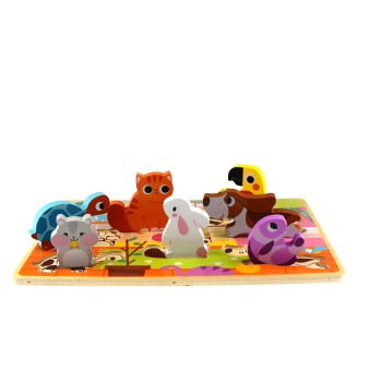 Tooky Toy Ξύλινο Παζλ Με Ενσφηνώματα "Ζωάκια"