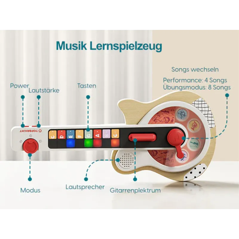 TOPBRIGHT Ξύλινη Κιθάρα Δραστηριοτήτων "Music Activity Guitar"