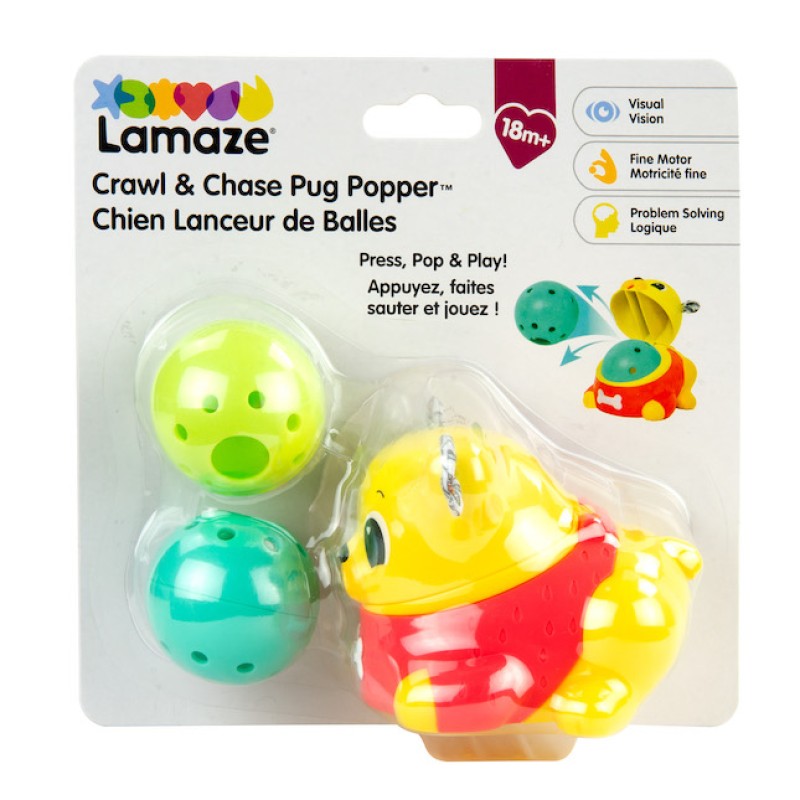 Lamaze Διαδραστικό Σκυλάκι που Εκτοξεύει Μπάλες "Crawl & Chase Pug Popper"