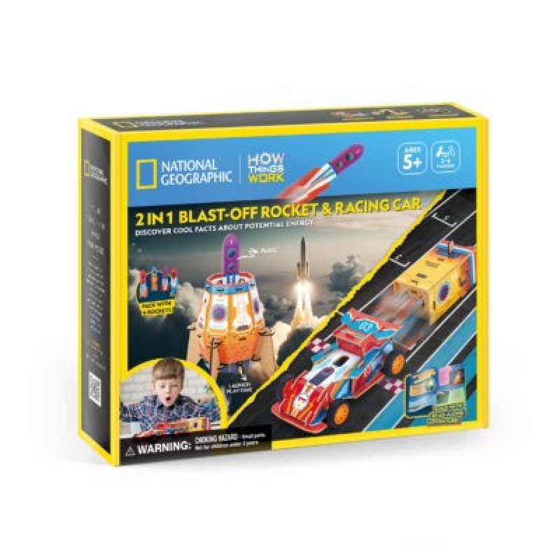 CubicFun 3D Puzzle National Geographic 2 in 1 "STEM Εκτοξευτής Πυραύλων και Αγωνιστικών Αυτοκινήτων"