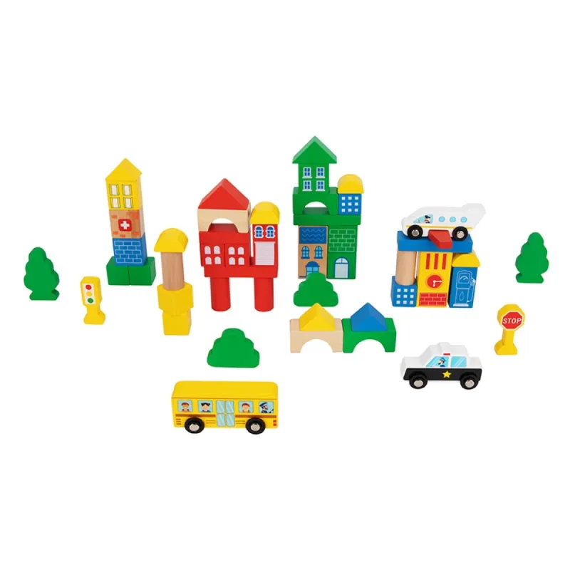 Tooky Toy Ξυλινα Τουβλάκια 50 τμχ. "Πόλη"