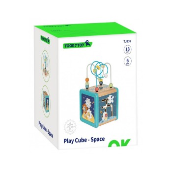 Tooky Toy Ξυλινος Κύβος  Δραστηριοτήτων "Διάστημα"