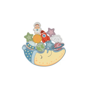 Tooky Toy Ξύλινο Παιχνίδι Ισορροπίας 2 in 1 "Διαστημα"