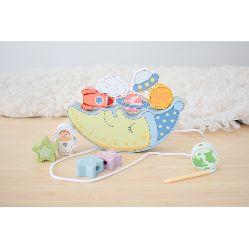 Tooky Toy Ξύλινο Παιχνίδι Ισορροπίας 2 in 1 "Διαστημα"